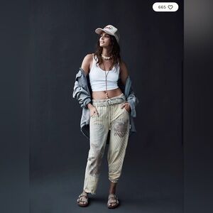 Free People Beige and Gray Women Jeans